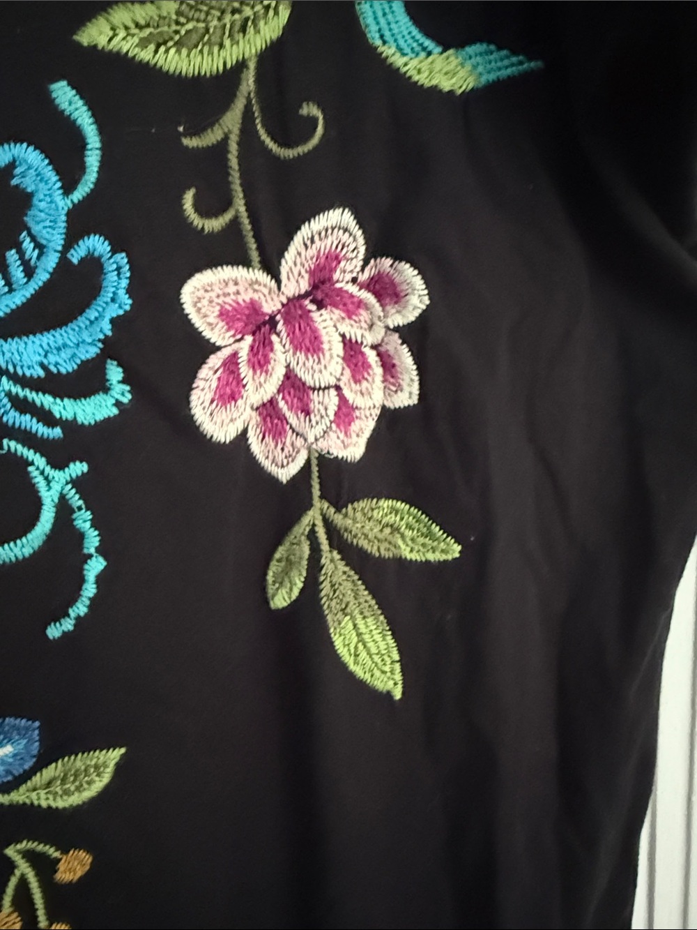 Johnny Was Black Maxi Dress with Multicolor Floral Embroidery - Picture 8 of 12